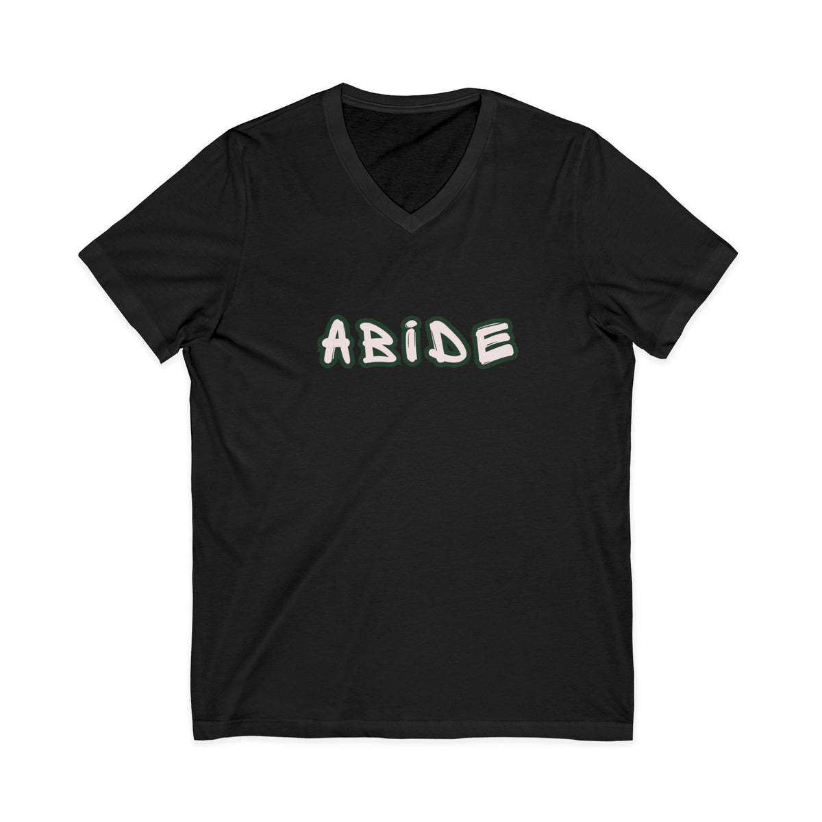 Abide V-Neck Tee — Minimalist Spiritual Graphic T-Shirt