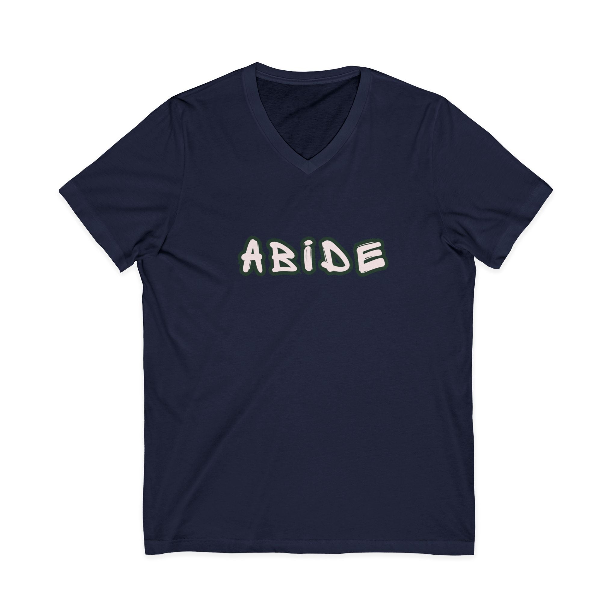 Abide V-Neck Tee — Minimalist Spiritual Graphic T-Shirt
