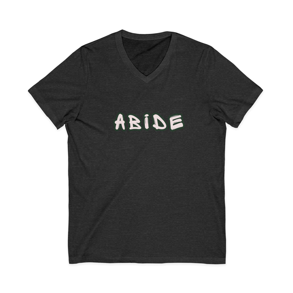 Abide V-Neck Tee — Minimalist Spiritual Graphic T-Shirt