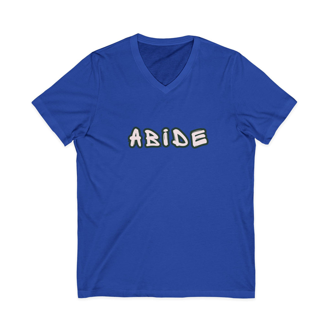 Abide V-Neck Tee — Minimalist Spiritual Graphic T-Shirt