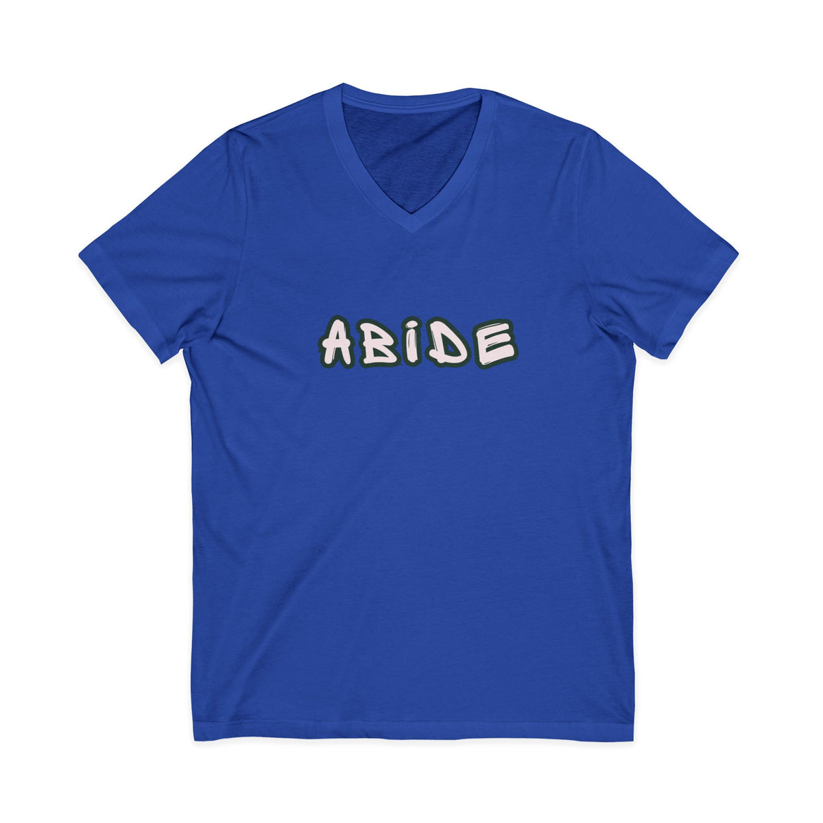 Abide V-Neck Tee — Minimalist Spiritual Graphic T-Shirt