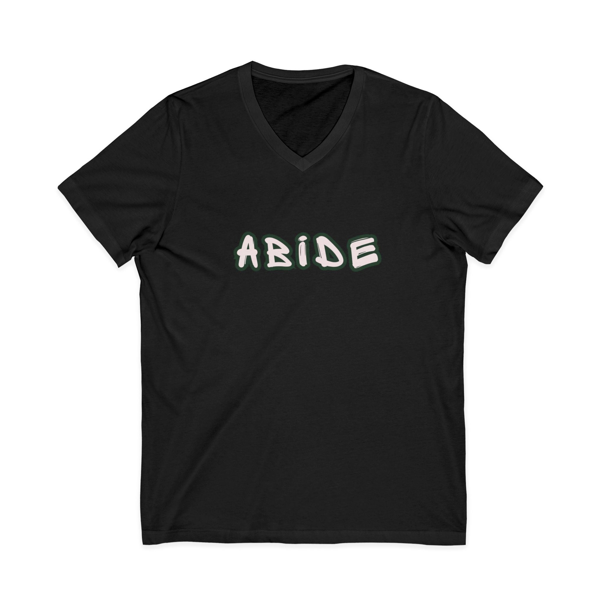 Abide V-Neck Tee — Minimalist Spiritual Graphic T-Shirt