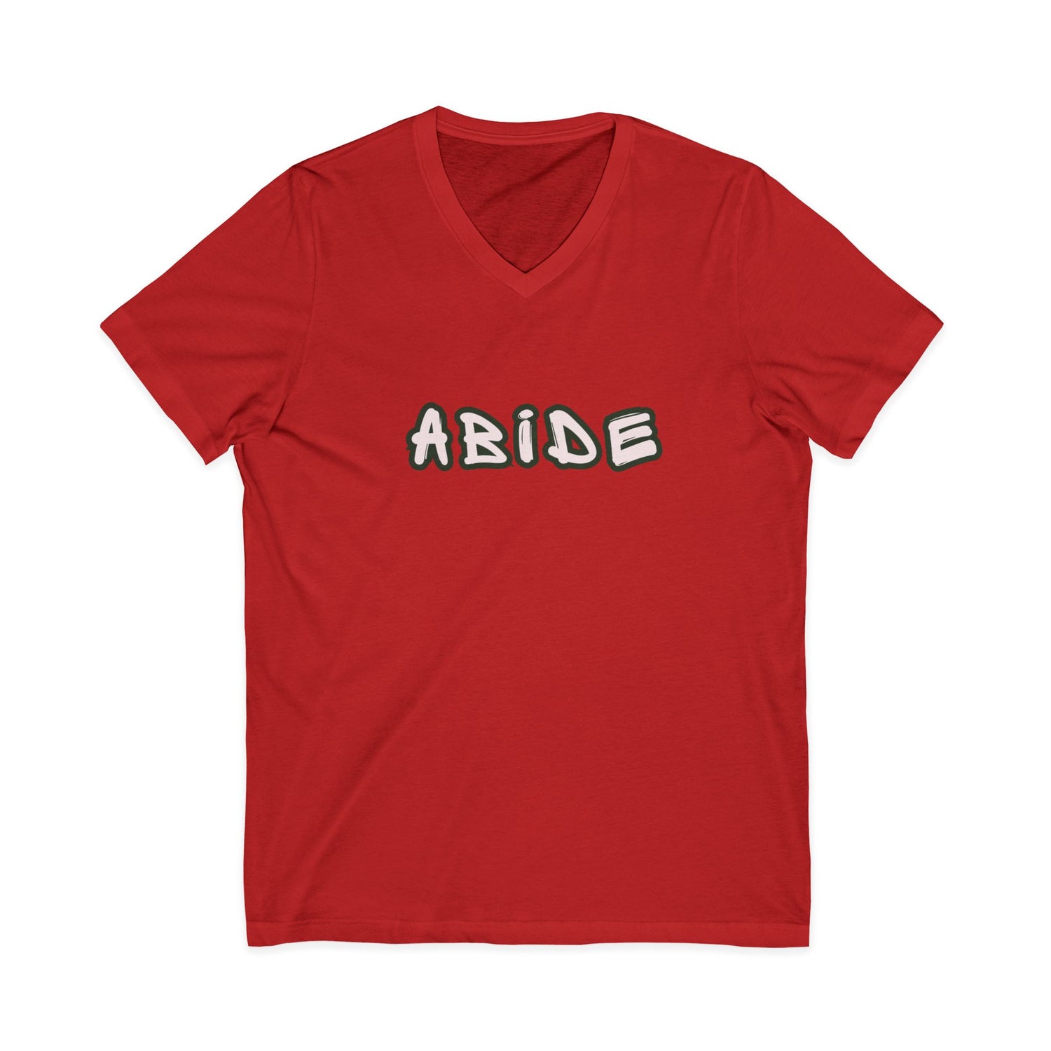 Abide V-Neck Tee — Minimalist Spiritual Graphic T-Shirt