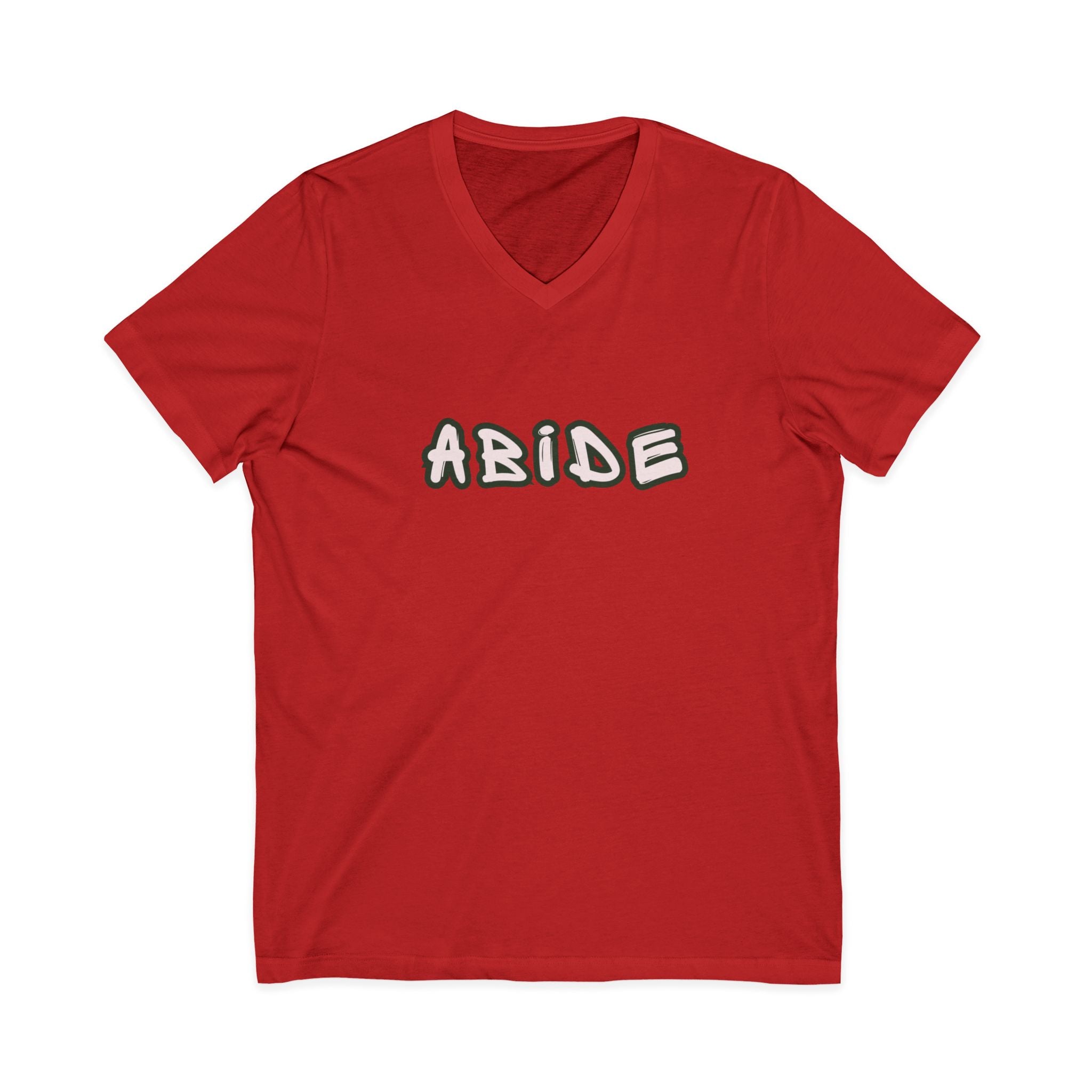 Abide V-Neck Tee — Minimalist Spiritual Graphic T-Shirt