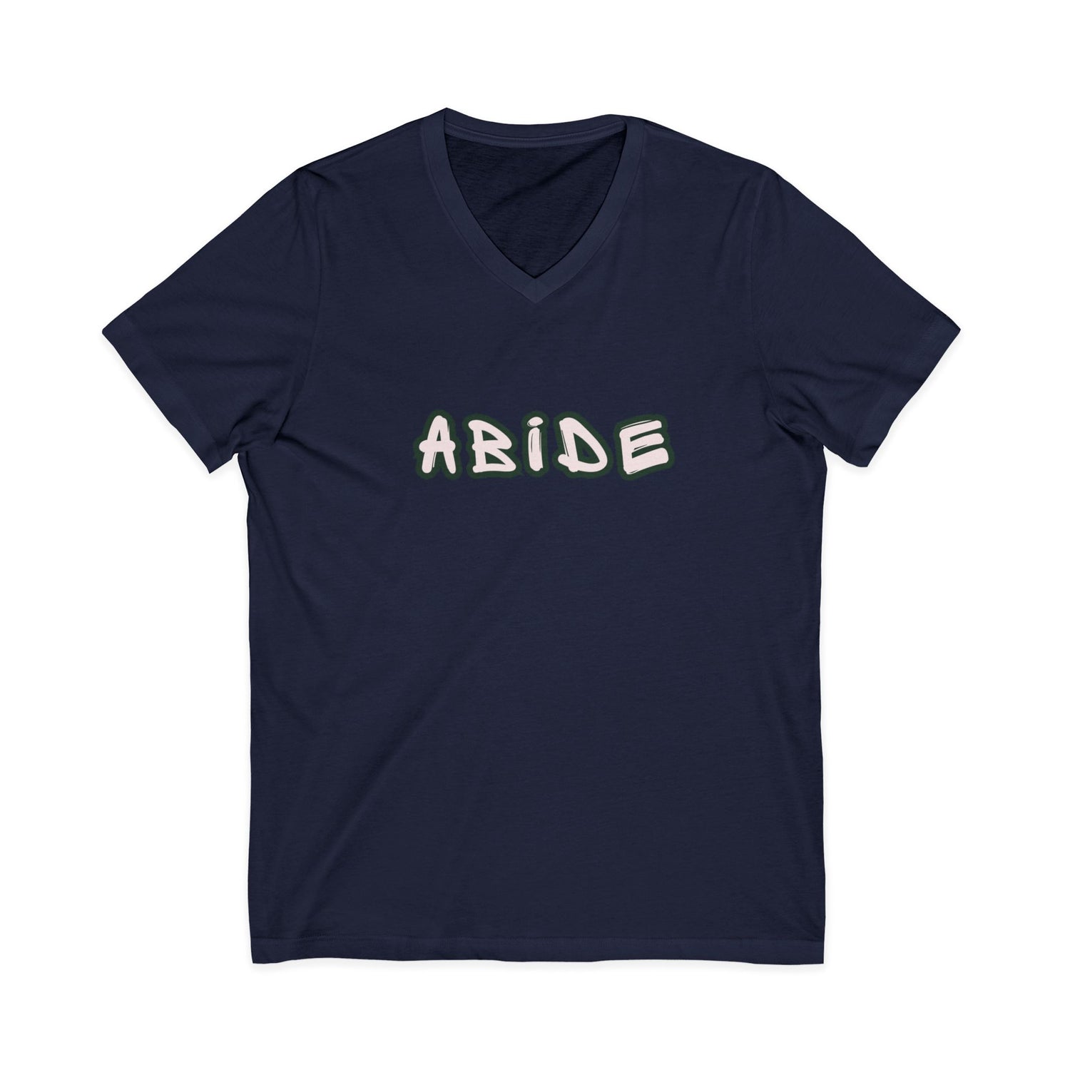 Abide V-Neck Tee — Minimalist Spiritual Graphic T-Shirt