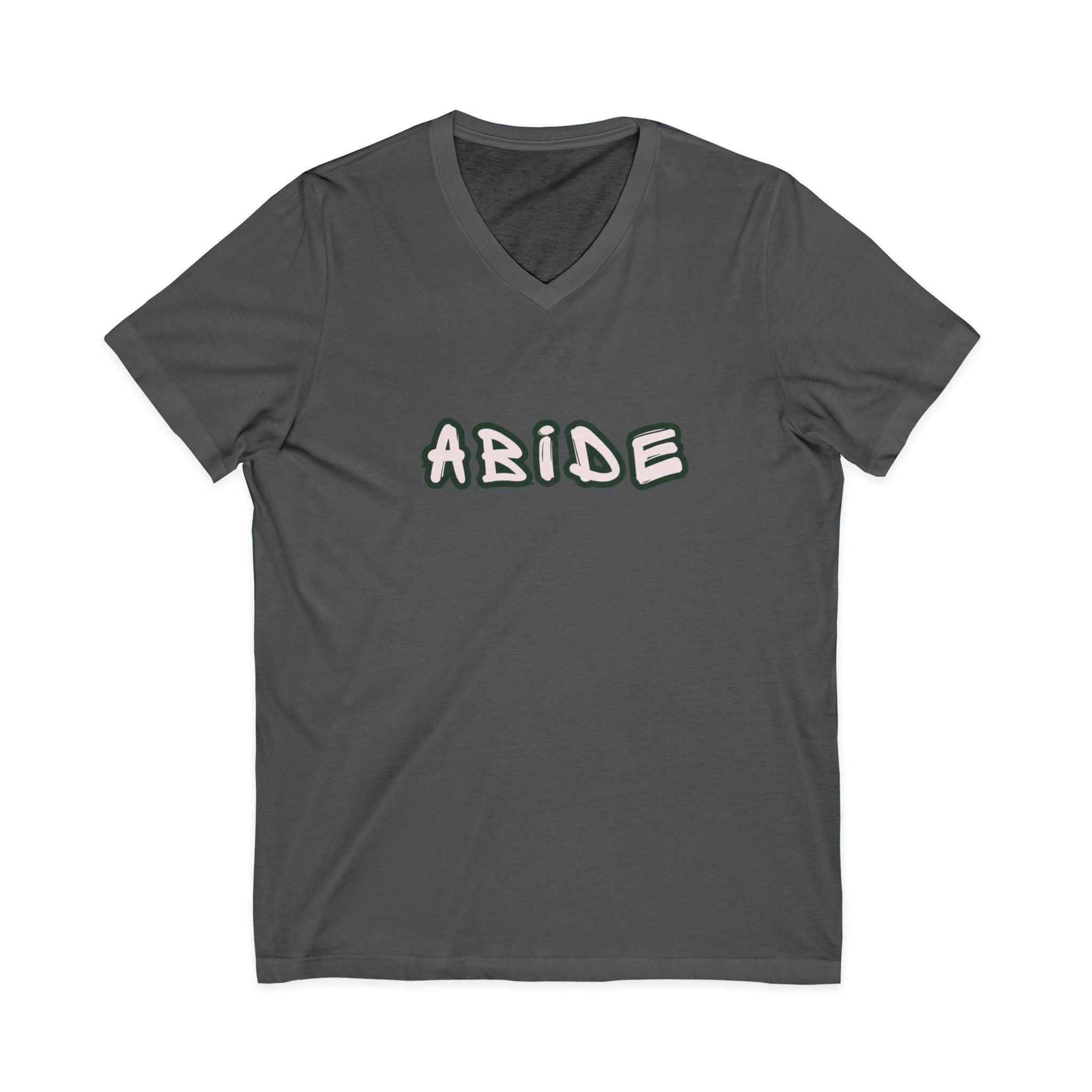 Abide V-Neck Tee — Minimalist Spiritual Graphic T-Shirt